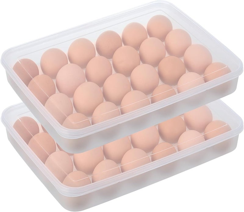 OJYUDD Deviled Egg Containers with Lid, (Set of 2),Stackable Plastic Egg Holder for 48 Eggs,Clear Egg Storage Holder for Fridge,Keep Fresh,Easter,Thanksgiving Party Kitchen Supplies - Image 1
